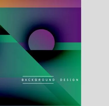 Abstract geometric composition. Vivid gradients blend, creating dynamic shapes. Stock Illustration