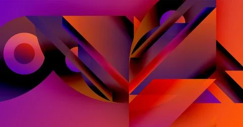 Abstract geometric composition. Vivid gradients, sharp angles, dynamic shapes 库存插图