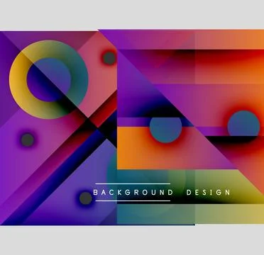 Abstract geometric composition. Vivid gradients, overlapping shapes create Illustrazione stock