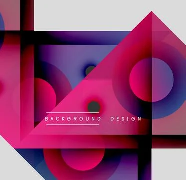 Abstract geometric composition. Vivid pinks, purples dominate design. Stock Illustration