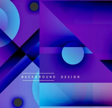 Abstract geometric composition. Vivid purple, blue gradients create dynamic Illustrazione stock