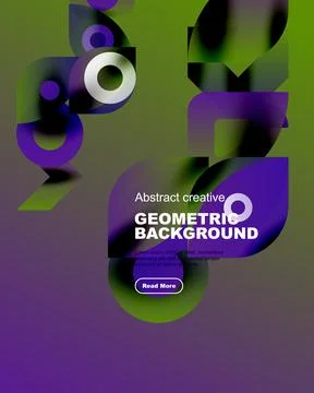 Abstract geometric composition. Vivid purple, green hues dominate design. Text イラスト素材