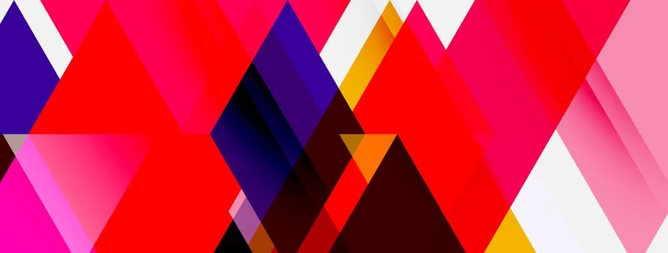 Abstract geometric composition. Vivid triangles overlap, creating dynamic Stock Illustration