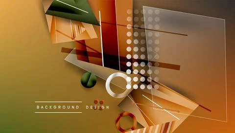 Abstract geometric composition. Warm colors dominate, featuring rectangles, Stock Illustration