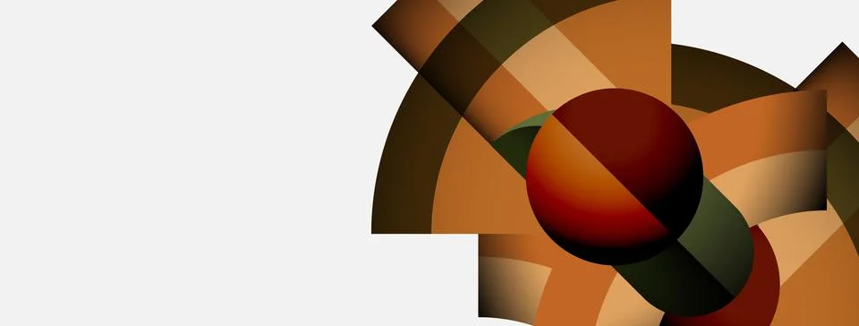 Abstract geometric composition. Warm colors dominate, featuring rounded shapes, Stock Illustration
