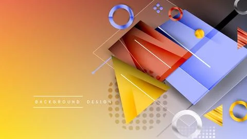 Abstract geometric composition. Warm gradients blend with cool shapes, creating 스톡 일러스트