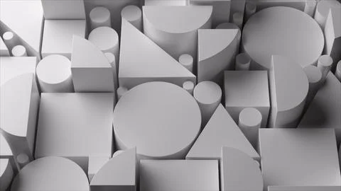 Abstract geometric composition of white 3d shapes Stockillustratie
