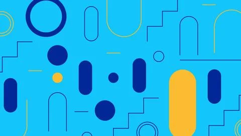 Abstract Geometric Composition with Yellow Blue Stock Illustration