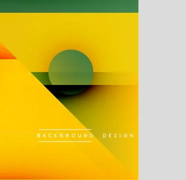 Abstract geometric composition. Yellow dominates, with green, orange, gray 库存插图