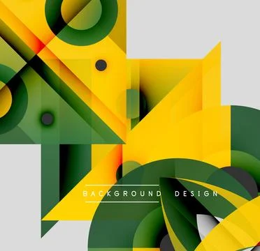 Abstract geometric composition. Yellow, green gradients overlap creating dynamic 스톡 일러스트
