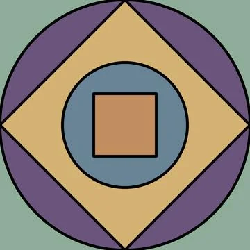 Abstract geometric concentric circles and squares flat outline. Stock Illustration