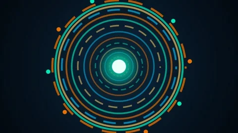 Abstract Geometric Concentric Circles Rotating and Glowing Animation Видео 348062305