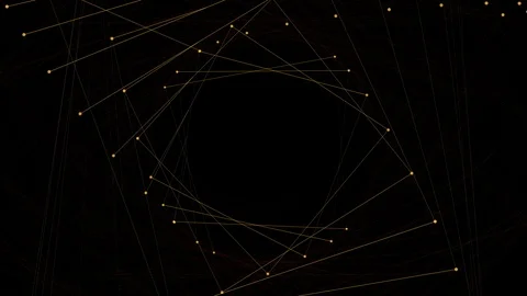 Abstract geometric concentric pattern evolves on black background Stock Footage 101307761