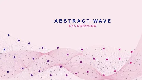 Abstract geometric connected dots and lines with wave flow Stockillustratie