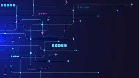 Abstract geometric with connected lines and dots. Stock Illustration