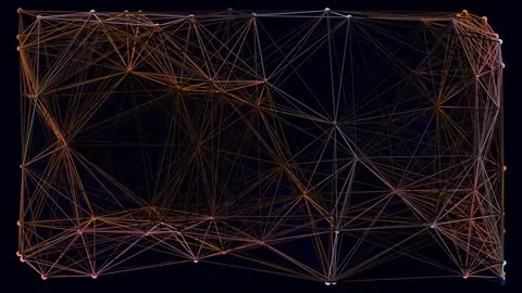 Abstract geometric connection network structure visualizing data links on d.. Stock Footage 342092736