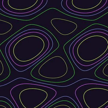 Abstract geometric contour lines pattern with neon colors on dark background 스톡 일러스트