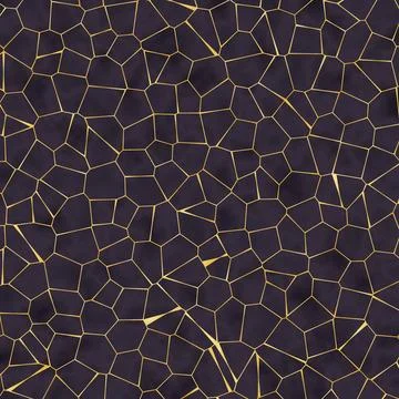 Abstract geometric crack pattern on black background with colorful dots ill.. Stock Illustration