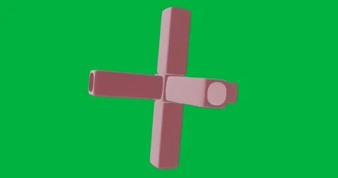 Abstract geometric cross rotating on transparent backdrop with pink hollow rods Stock Footage 317595246