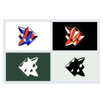 Abstract Geometric Crystal Shape Logo Set Stock Illustration