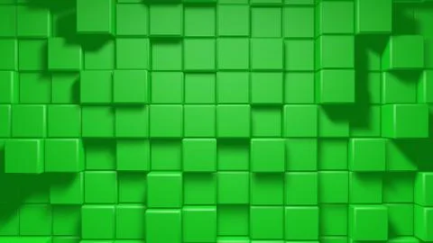 Abstract Geometric Cube Blocks Loop. Abstract motion background in fresh mint 写真素材