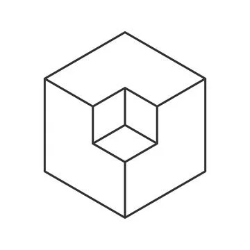Abstract geometric cube design.  Illustrates concepts of depth, perspective,  イラスト素材