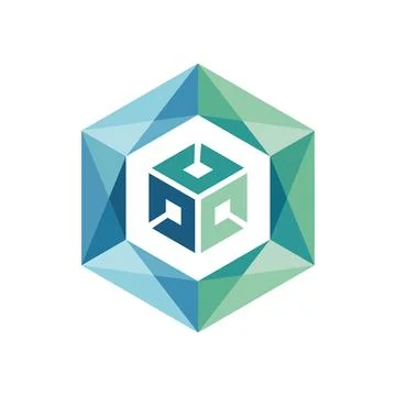 Abstract Geometric Cube Hexagon Logo Design for Technology Corporate Branding Stock Illustration