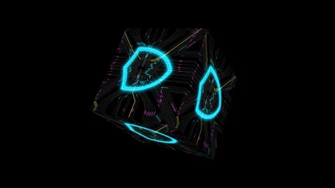Abstract geometric cube with neon lines and vibrant colors creating dynamic.. Stock Footage 332700328