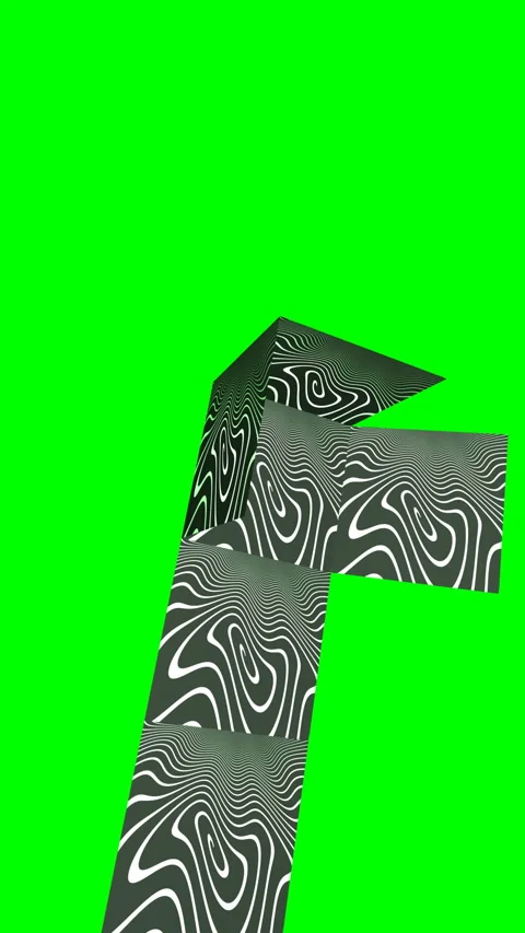 Abstract Geometric Cube With Wavy Black-and-White Pattern on Bright Green B.. Stock Footage 346256577