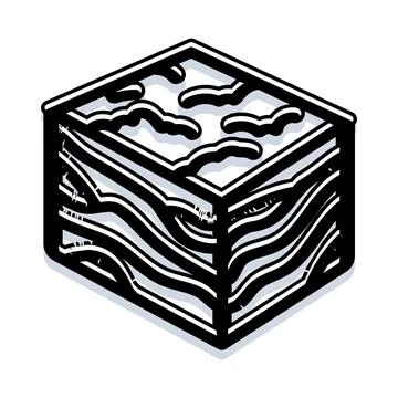 Abstract geometric cube with wavy lines layering dynamic pattern Stock Illustration