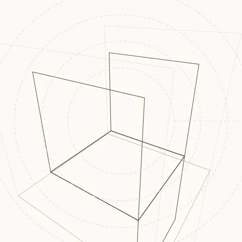 Abstract Geometric Cube Wireframe with Circular Lines on Light Background -.. Stock Footage 346284960