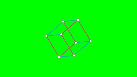 Abstract geometric cube wireframe model isolated on a bright green background Stock Footage 340265048