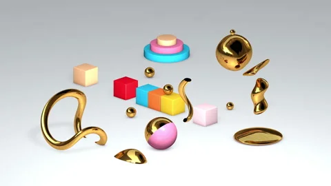 Abstract geometric cubes background 3D render 4K Stock Footage 134338325