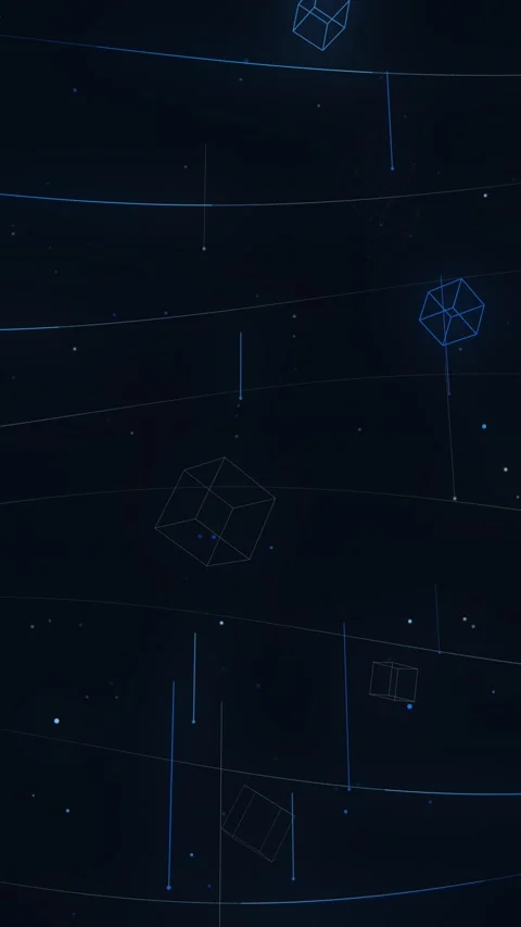 Abstract geometric cubes in digital space, futuristic technology concept Stock Footage 341245969