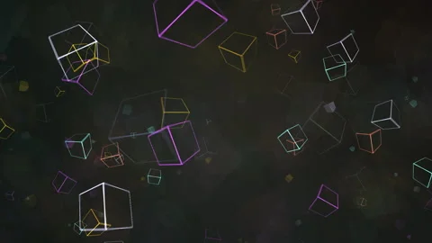 Abstract Geometric Cubes with Neon Highlights Stock-Footage 311446847