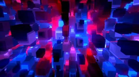 Abstract geometric cubes resizing with glow in the background, futuristic bac Illustrazione stock