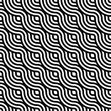 Abstract geometric curved seamless repeat pattern. Illustrazione stock