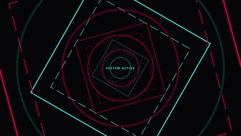 Abstract geometric cyber animation with glowing neon shapes Stock Footage 346157144