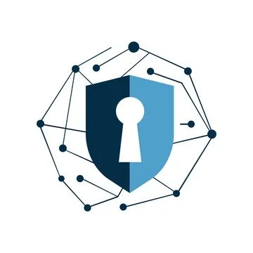 Abstract Geometric Cyber Security Logo Design Vector illustration Illustrazione stock
