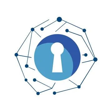 Abstract Geometric Cyber Security Logo Design Vector illustration Illustrazione stock