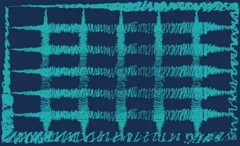 Abstract geometric dark background blue grid fuzzy lines Illustrazione stock