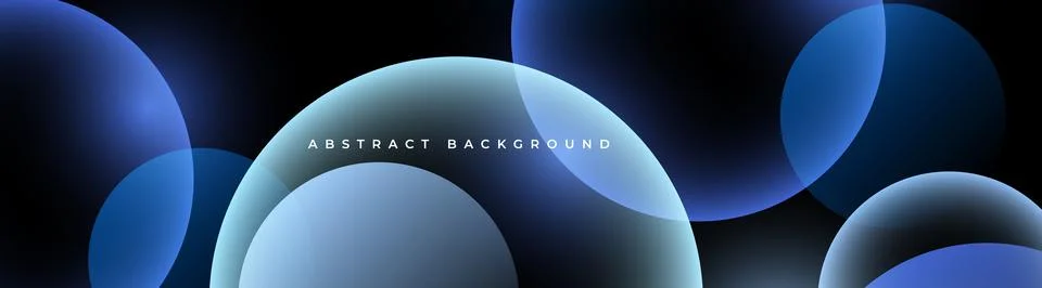 Abstract geometric dark background design with blue translucent circles. Modern Stock Illustration