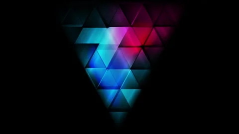 Abstract geometric dark background with glowing neon blue and pink triangles Stock Footage 337217584