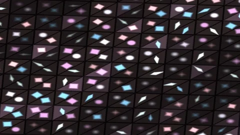 Abstract geometric dark surface with glowing colorful patterns Stock-Footage 345652947