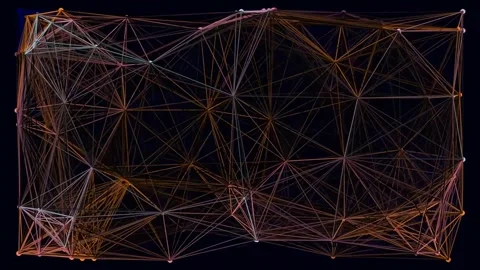 Abstract geometric data network connecting nodes on a dark background Stock Footage 342092520