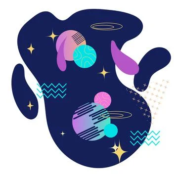 Abstract geometric decorative element with different geometric shapes, flat v Illustrazione stock