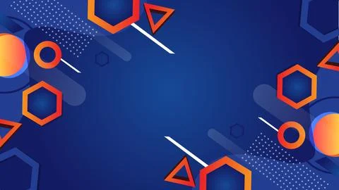 Abstract Geometric Design with Blue Background and Orange Shapes Stock Illustration