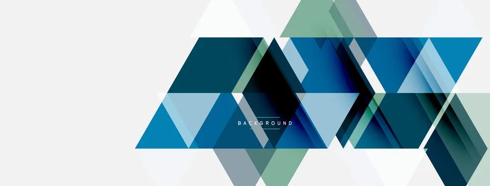 Abstract geometric design. Blue, gray, green triangles create dynamic pattern 库存插图