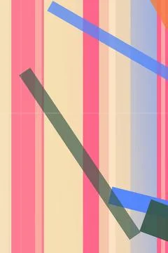 Abstract geometric design with bold vertical stripes in pink, beige, and bl.. Stock Illustration