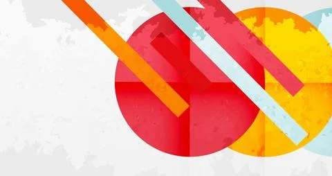 Abstract geometric design. Circles, rectangles intersect. Textured background Stock Illustration